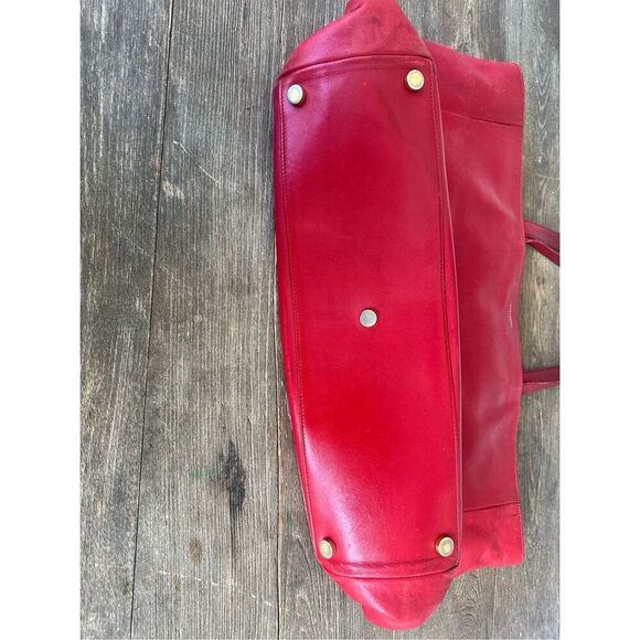 Saint Laurent Paris Red Leather & Suede Reversible tote bag with pouch - Authent - Picture 6 of 15